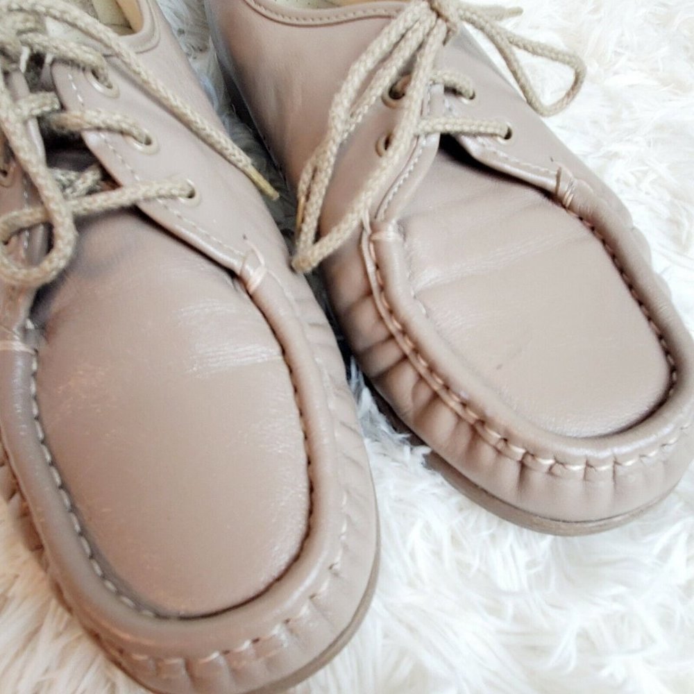 SAS SIESTA Women’s Moc Oxfords Mocha Leather Comfort Shoes Size 9B EUC - Picture 3 of 9